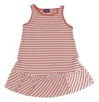 Bielo-lososové pruhované bavlnené šaty Lupilu