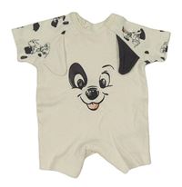 Smotanový bavlnený kraťasový overal s dalmatiny George