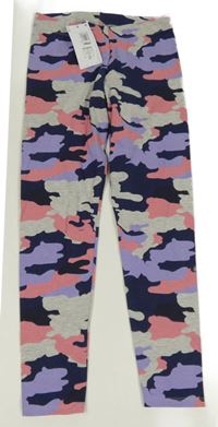 Nové - Šedo-tmavomodro-růžové army legíny M&S