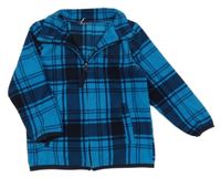 Modrozeleno-čierna kockovaná fleecová prepínaci mikina s nápisom Topolino