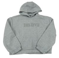 Šedá melírovaná prošívaná crop mikna s nápisom a kapucňou Primark