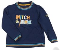Tmavomodrá mikina s nápisom Mitch&Son