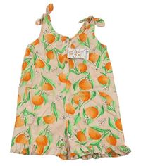Meruňkový kraťasový lehký overal s pomeranči Primark