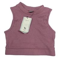 Staroružový úpletový crop top Tu