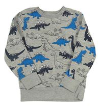 Sivá vzorovaná mikina s dinosaurami C&A