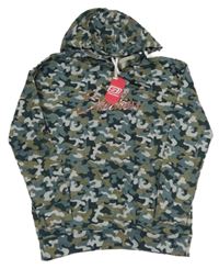 Nové - šedo-modro-khaki army mikina s logem a kapucí Skechers