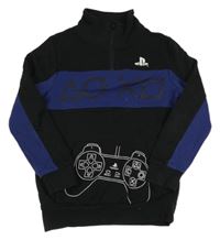 Čierno-modrá mikina s pruhom a ovladačem