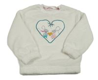 Biela plyšová mikina s myškami M&S