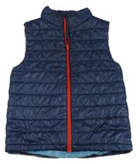 Tmavomodrá šušťáková prešívaná zateplená vesta H&M