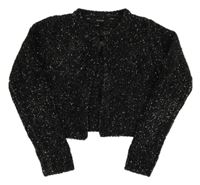 Černý třpytivý propínací žinylkový crop svetr George