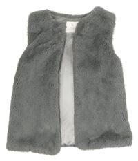 Tmavosivá kožušinová podšitá vesta Primark