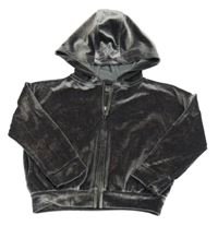 Tmavosivá zamatová crop prepínaci mikina s kapucňou Next