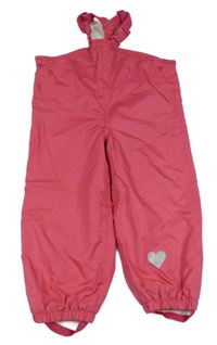 Tmavorůžové šusťákové zateplené laclové kalhoty Pocopiano