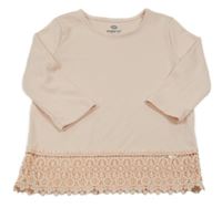 Svetloružové rebrované tričko s čipkou Pepperts