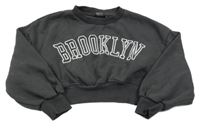 Tmavosivá crop mikina s nápisom Primark