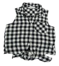 Černo-bílá kostkovaná crop halenka H&M