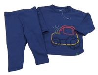 Nové - 2 set - tmavomodrá mikina s autem + žebrované legíny Next