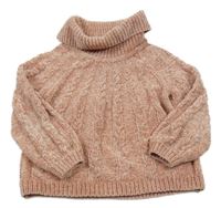 Svetloružový vzorovaný žinylkový sveter s rolákom C&A