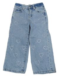 Světlemodré rifle se srdíčky z kamínků Dopodopo