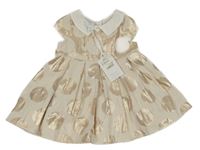 Nové - zlaté puntíkaté šaty s límečkem Jasper Conran