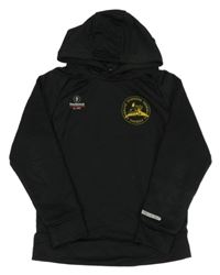 Černá sportovní mikina s nápisem a kapucí 