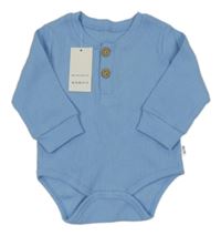 Nové - modré žebrované body s knoflíky 