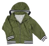Khaki šusťáková podzimní bunda s kapucí H&M