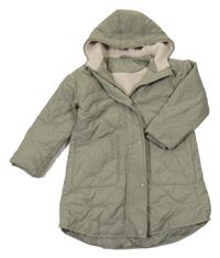 Nové - khaki prešívaná zateplená šušťáková bunda s kapucňou dunnes