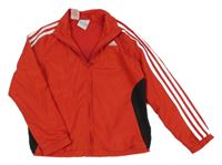 Červeno-čierna športová funkčná mikina s pruhmi a logom Adidas