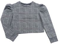 Čierno-sivé kockované úpletové crop tričko Matalan