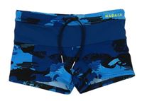 Petrolejovo-modro-čierne vzorované nohavičkové plavky Nabaiji