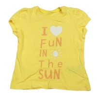 Horčicové tričko s nápisom a sluncem zn. Mothercare
