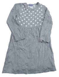 Sivé melírované svetrové šaty s bodkami Lupilu
