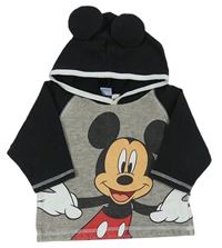 Šedo-černá mikina s kapucí a Mickeym Disney