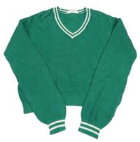 Zeleno-biely crop sveter H&M