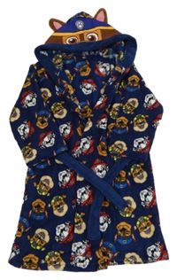 Tmavomodrý plyšový župan s kapucí - Tlapková Patrola