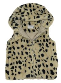 Béžovo-čierna bodkovaná á kožušinová podšitá vesta s kapucňou M&Co.