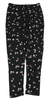 Čierne kvetované zateplené legíny Y.F.K.