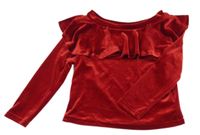 Černé sametové crop triko s volánkem Shein