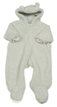 Biela chlpatá kombinéza s kapucňou Next