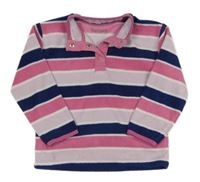 Ružovo-bielo-tmavomodrá pruhovaná fleecová mikina Nutmeg