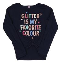 Tmavomodré crop tričko s nápisom Dopodopo