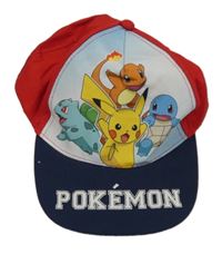 Červeno-tmavomodrá kšiltovka s pokémony 