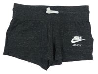 Tmavošedé melírované teplákové kraťasy s logem Nike