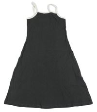 Antracitovo-biele rebrované šaty H&M