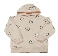 Svetloružová mikina so srdiečkami a kapucňou Primark