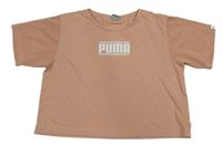 Broskvové crop tričko s logem Puma
