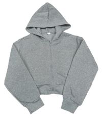 Sivá prepínaci crop mikina s kapucňou