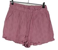 Dámské růžové vyšívané plátěné kraťasy Primark 
