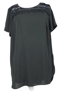 Dámska čierna plisovaná blúzková á tunika s čipkou M&S